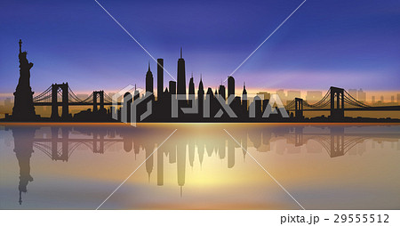 Vector of the New York skyline sunset Vector of the New York skyline sunset 29555512