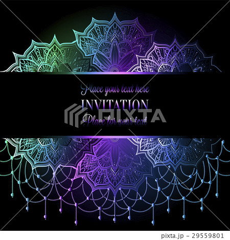 Wedding invitation card, mandala with beads 29559801
