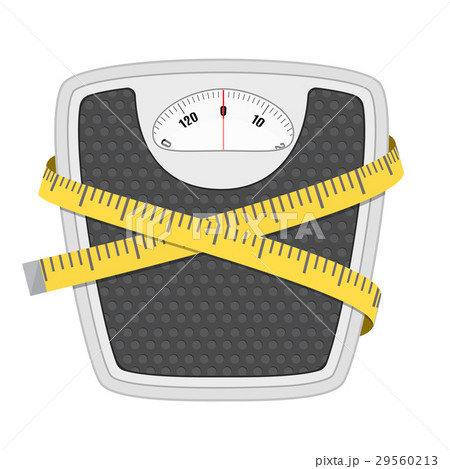 Bathroom floor weight scale and measuring tape. 29560213
