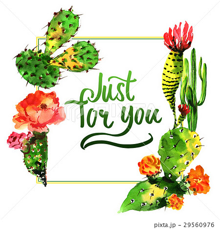 Tropical cactus tree frame in a watercolor style 29560976