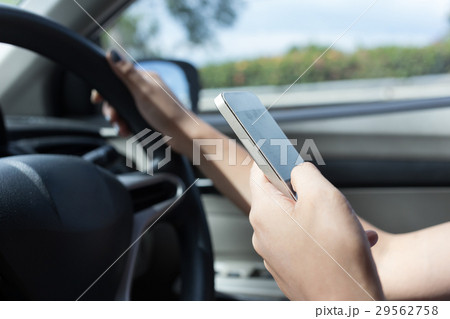 woman driver using a smart phone in car 29562758
