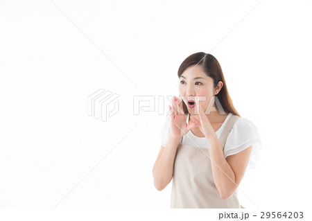 エプロン姿のミドル女性・白バック エプロン姿のミドル女性・白バック 29564203