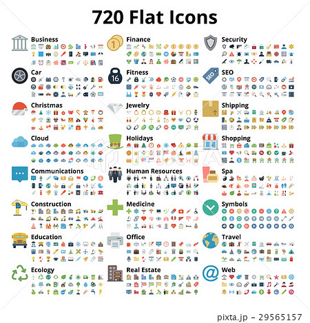 720 Flat Icons Set 29565157