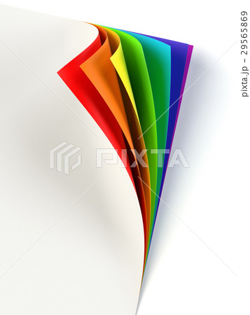 Blank document with rainbow colored curled corner 29565869