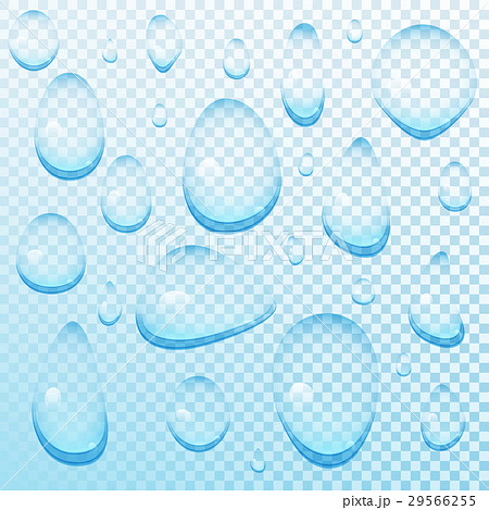 Set of blue transparent water drops vector 29566255