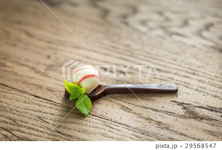 White chocolate candy in the dark chocolate spoon 29568547