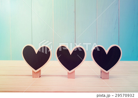Black wooden heart shaped clothespins 29570932