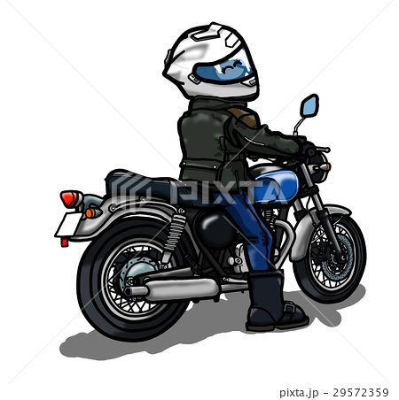 バイク後ろ姿のイラスト素材