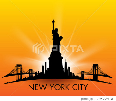 New York City skyline Statue of liberty Vector 29572418