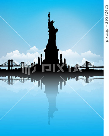 Blue Sky New York City Skyline Vectorのイラスト素材