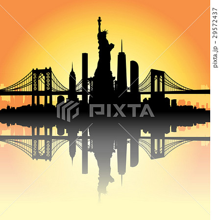 Sunset New York City skyline Vector 29572437