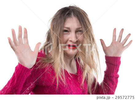Shaggy blond woman in panic Shaggy blond woman in panic 29572775