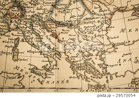アンティークの古地図 イタリアとギリシャの写真素材