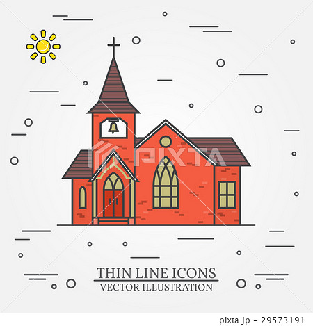 Vector thin line icon church. 29573191