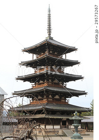 法隆寺 五重塔の写真素材