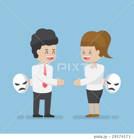 Businessman Talking and Hiding Masks of Real E Businessman Talking and Hiding Masks of Real E 29574171