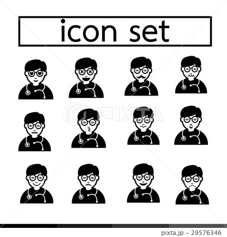 doctor emotion icon set illustration design 29576346