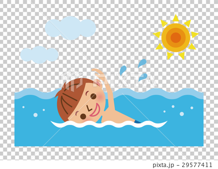 海で泳ぐ男の子のイラスト素材