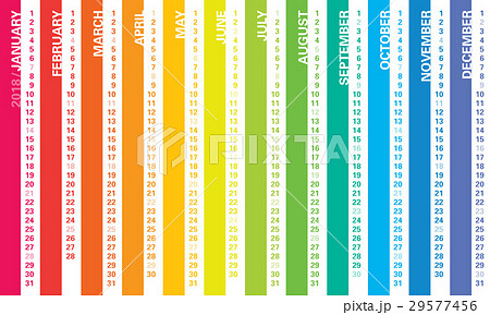 Creative calendar 2018, rainbow horizontal design 29577456