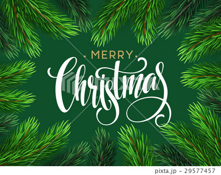 Christmas Tree Branches Border with handwriting 29577457