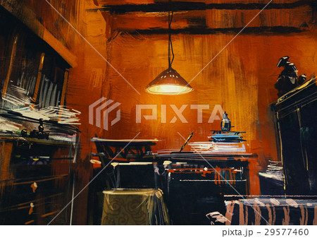 old vintage workspace in orange roo 29577460