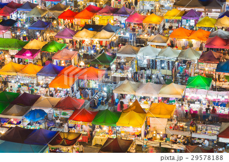 Multiple colour night market roof top Multiple colour night market roof top 29578188