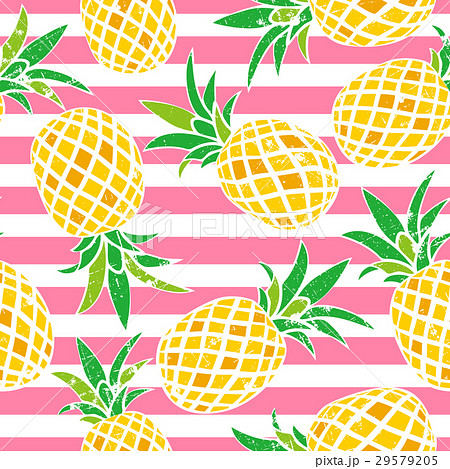 かわいいパイナップルのシームレスパターンのイラスト素材 29579205 Pixta