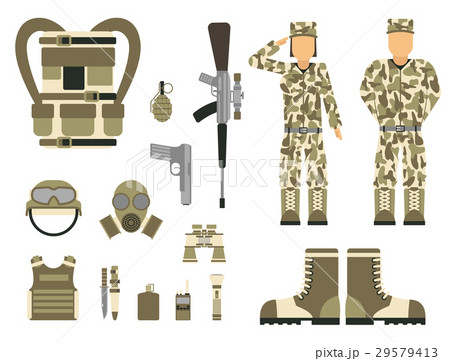 Military character weapon guns symbols armor man Military character weapon guns symbols armor man 29579413