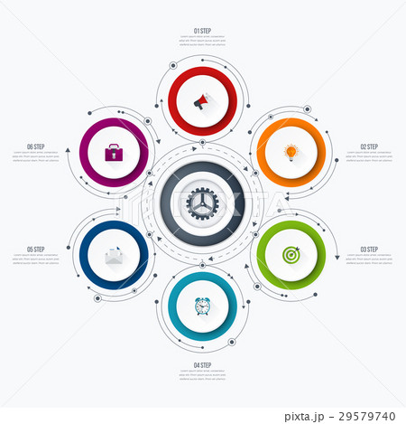 Infographics template 6 options with circle 29579740