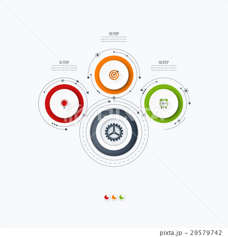 Infographics template 3 options with circle 29579742