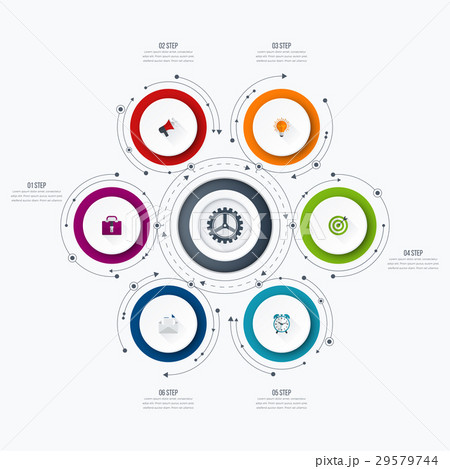 Infographics template 6 options with circle 29579744