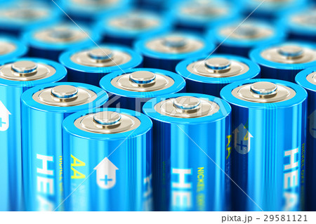 Group of blue alkaline AA batteries 29581121