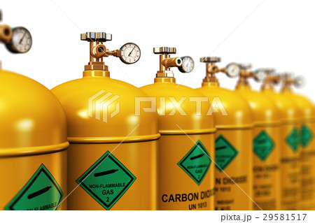 Row of liquefied carbon dioxide industrial gas Row of liquefied carbon dioxide industrial gas 29581517