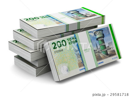 Stacks of 200 Danish krones 29581718
