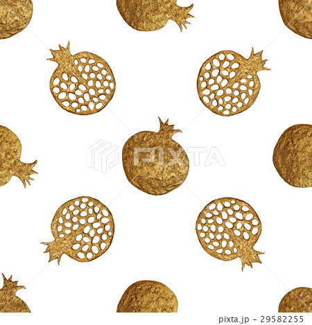 Gold abstract pomegranate pattern. Hand painted. Gold abstract pomegranate pattern. Hand painted. 29582255