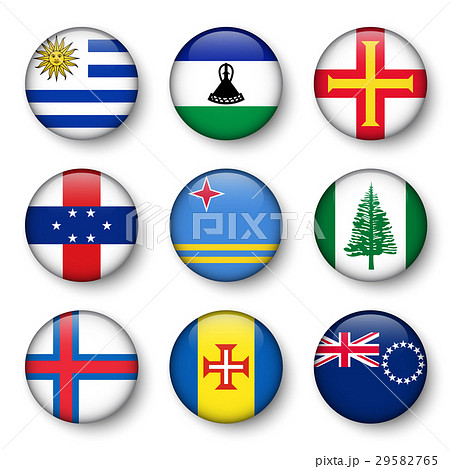 Set of world flags round badges  29582765