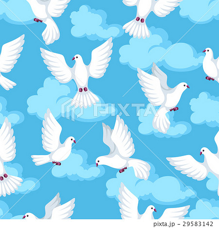 Seamless pattern with white doves. Beautiful 29583142