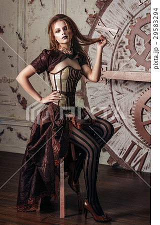 Portrait of a beautiful steampunk woman 29583294