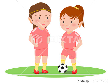 サッカー 試合 女子 キックオフのイラスト素材