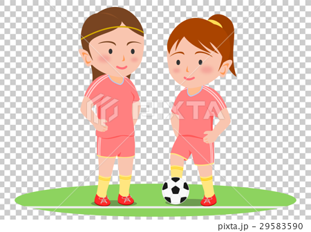 サッカー 試合 女子 キックオフのイラスト素材