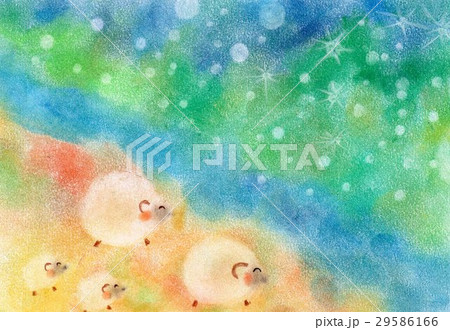 ひつじの冒険:パステル画 ひつじの冒険:パステル画 29586166