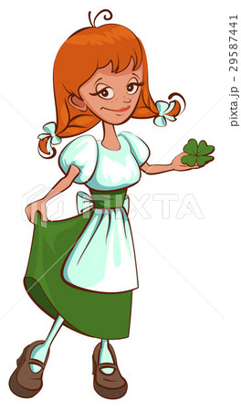 St. Patricks Day. Irish red haired girl holding 29587441