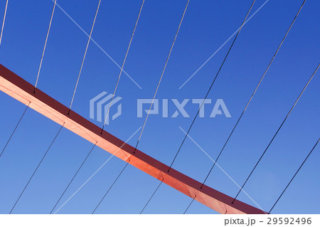 Cables and tower of the suspension bridge 29592496