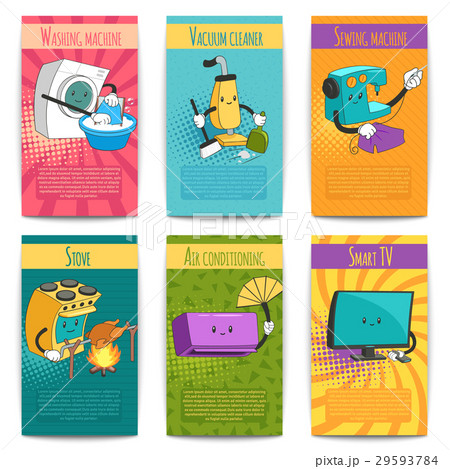 Six Colored Comic Posters With Household Six Colored Comic Posters With Household 29593784