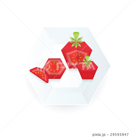 Tomato 3D Origami Icon on dish paper 29593947