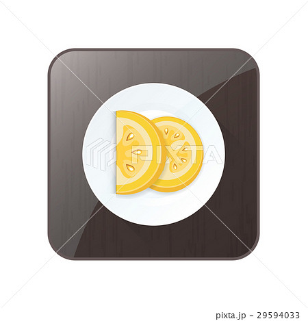 Sliced Tomato Yellow Color icon and button 29594033
