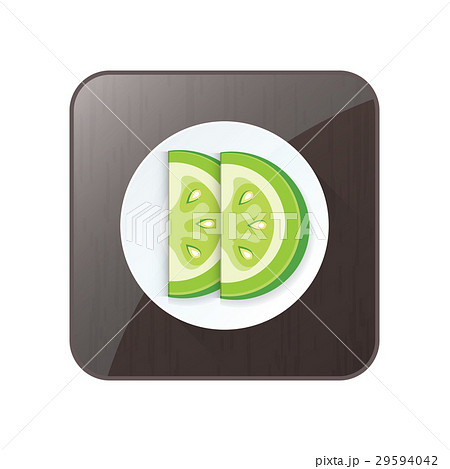 Sliced Green Tomato 3D Icon  and button 29594042