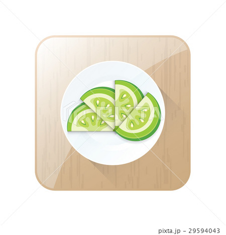 Green Sliced Tomato 3D Icon  and button 29594043