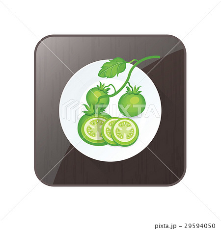 Set of Green Tomato 3D Icon and button 29594050