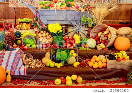 Thanksgiving day Tray with pumpkin and vegetables  29596109